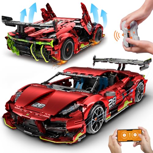 HOGOKIDS Technik Ferngesteuerter Auto Bauspielzeug - 1:10 Skala 2.4 GHz Rechargeable Drift Racing Car 2202 Teile Rennauto Bausatz Modellauto Für Kinder Jungen Erwachsene Männer Sammlermodell Geschenke von HOGOKIDS