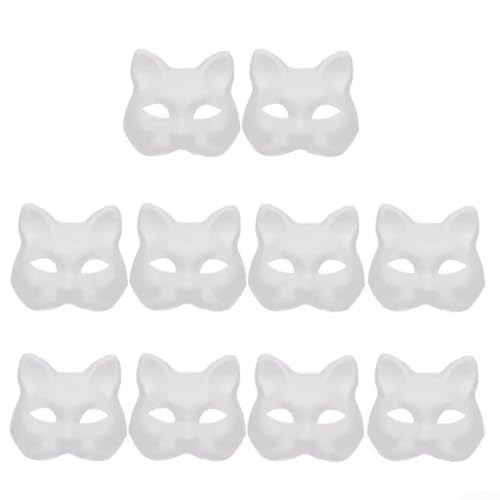 DIY Papier Katze Maske Kit für Kunstkurse und festliche Veranstaltungen, 10 Stück von HOHOVYVY