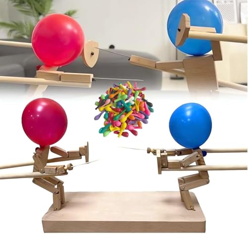 2-Spieler-Ballon-Bambus-Mann-Kampfspiel, 2024 neues Ballonspiel, handgefertigtes Holzzaunpuppen-Set für spannende Ballonschlachten, schnelles Partyspiel für Kinder und Erwachsene (mit 200 Ballons) von HOIDOKLY