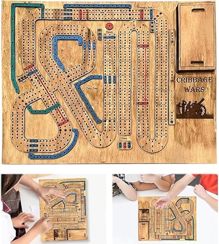 Cribbage Wars Brettspiel, Cribbage Board Game Set, Strategie Krieg Spiel, Lustiges Familien Party Spiele, Cribbage Brettspielset aus Holz mit eingebautem Aufbewahrungsfach für Cribbage Stifte (1Stück) von HOIDOKLY