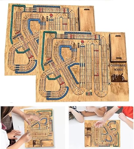 Cribbage Wars Brettspiel, Cribbage Board Game Set, Strategie Krieg Spiel, Lustiges Familien Party Spiele, Cribbage Brettspielset aus Holz mit eingebautem Aufbewahrungsfach für Cribbage Stifte (2Stück) von HOIDOKLY