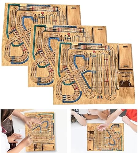 Cribbage Wars Brettspiel, Cribbage Board Game Set, Strategie Krieg Spiel, Lustiges Familien Party Spiele, Cribbage Brettspielset aus Holz mit eingebautem Aufbewahrungsfach für Cribbage Stifte (3Stück) von HOIDOKLY