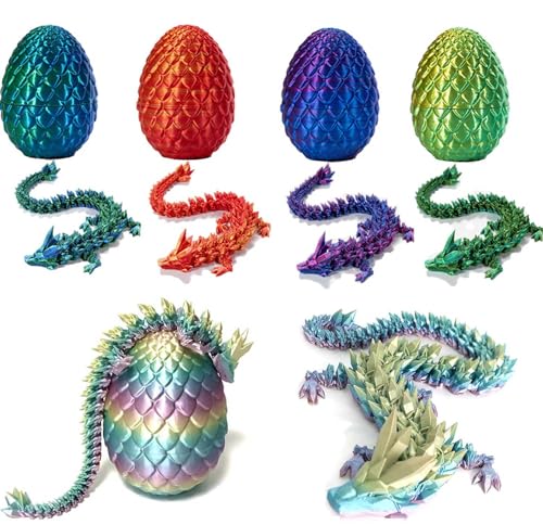 Drachenei, Dracheneier mit Drachen im Inneren, 3D Gedrucktes Drachenei Zappelspielzeug, Drachen-Ostereier, Dragon Egg, Bewegliche Gelenke Drache Mit Ei, Mysteriöse Dracheneier (Blindbox 5er-Pack) von HOIDOKLY