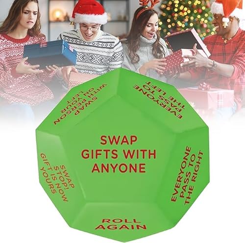 Santa Swap Geschenk-Würfel, Austausch-Würfelspiel, 12 Verschiedene Seiten, Weihnachtsfeier-Geschenkaustausch-Würfelspiel, übergroße Würfel, Geschenkwechsel-Würfel für Party-Spiel (1PCS) von HOIDOKLY