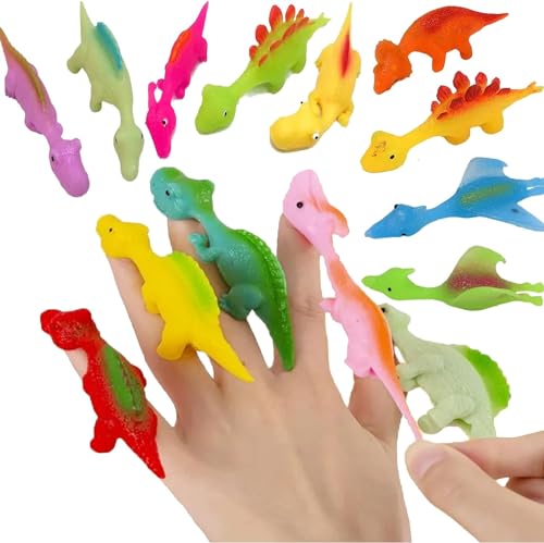 Schleuder-Dinosaurier-Fingerspielzeug, Slingshot Dinosaur Finger Toys, Lustige Fliegende Dinosaurier Schleuder Spielzeug, Dinosaurier Partyspielzeug für Kinder, Geschenkspielzeug (10PCS) von HOIDOKLY