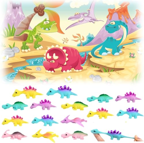 Schleuder-Dinosaurier-Fingerspielzeug, Slingshot Dinosaur Finger Toys, Lustige Fliegende Dinosaurier Schleuder Spielzeug, Dinosaurier Partyspielzeug für Kinder, Geschenkspielzeug (50PCS) von HOIDOKLY