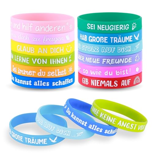 HOKYYCC 24 Stück Motivationsarmbänder Kinder Deutschland, 18cm Silikon Armband Kinder, kleine geschenke für kinder, Abschiedsgeschenk Schüler Grundschule HOKYYCC 24 Stück Motivationsarmbänder Kinder Deutschland, 18cm Silikon Armband Kinder, kleine geschenke für kinder, Abschiedsgeschenk Schüler Grundschule von HOKYYCC