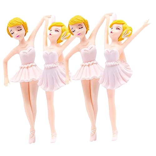 HOLIDYOYO 1 Satz Ballerina-mädchen Cupcake-topper Für Mädchen Fischglasdekorationen Ballettmädchen-skulptur Geburtstagstorte Dekor Dessert-topper Tänzer Kuchen Topper Weiß Pvc 4 Stück von HOLIDYOYO