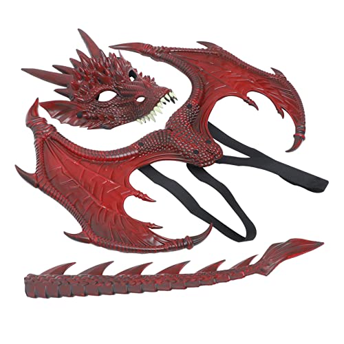 HOLIDYOYO 1 Satz Drachenmaskenflügel Halloween-Partygeschenke Kindermaske Kinderkleidung halloween costume halloween kleidung Kinder-Drachen-Requisite Halloween-Drachenkostüm Gummischaum rot von HOLIDYOYO