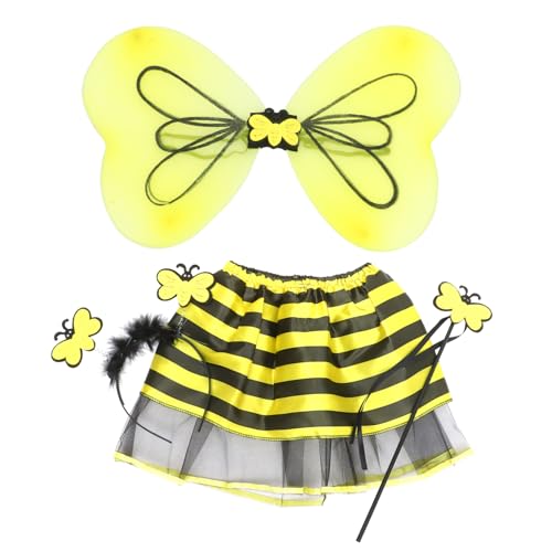 HOLIDYOYO 1 Set Schmetterlingsflügel Set Feenflügel Dress Up Kinderkostüm Dress Up Fee Geburtstag Party Flügel Kinderkleidung Mädchen Outfits Mädchenkleider Cosplay Kleid Haarband von HOLIDYOYO