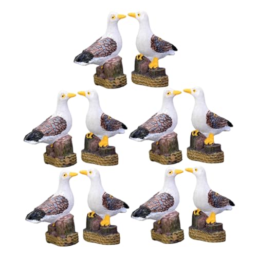 HOLIDYOYO Möwenstatuen-Set 10 Stück Ozeanvogel-Figur Skulptur für Heimdekoration Büro Bücherregal Garten von HOLIDYOYO