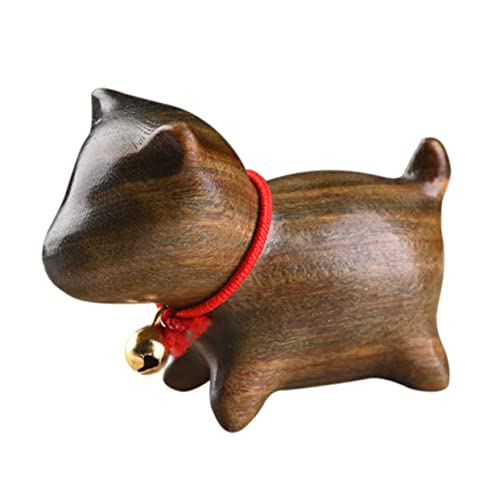 HOLIDYOYO 1Stk Holzschnitzerei Welpe Stifthalter Mini-Hund Hundefigur aus Bronze Ornament Welpenstift Puzzle bürodeko büro Dekoration Desktop-Stift-Organizer Stifthalter aus Holz von HOLIDYOYO