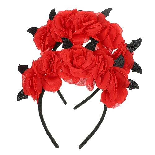 HOLIDYOYO 2 Stück Halloween Stirnbänder Mit Blumen Und Fledermausdesign Ideales Haar Accessoire Für Kostümpartys Karneval Und Halloween Dekoration Perfekt Für Eltern Kind Kostüme von HOLIDYOYO