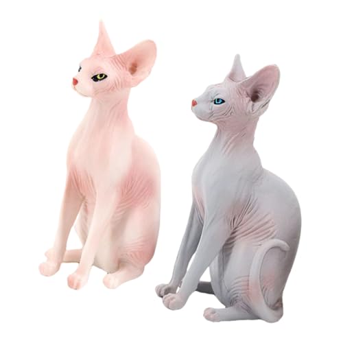 HOLIDYOYO 2 Stück Realistische Sphynx Katzenfiguren aus Langlebigem PVC Detailgetreue Haarlose Katzenmodelle als Niedliche Dekoration für Schreibtisch Wohnzimmer und Katzenliebhaber HOLIDYOYO 2 Stück Realistische Sphynx Katzenfiguren aus Langlebigem PVC Detailgetreue Haarlose Katzenmodelle als Niedliche Dekoration für Schreibtisch Wohnzimmer und Katzenliebhaber von HOLIDYOYO