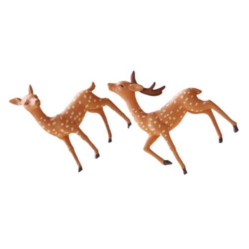 HOLIDYOYO 2 Stück Sika Hirsch Ornament Mini Rentier Hirsch Figuren Hirsch Statue Pflanzen Ornamente Hirsch Kleine Gartenstatue Tierfiguren Miniatur Rentier Figur Hirsch Modell von HOLIDYOYO