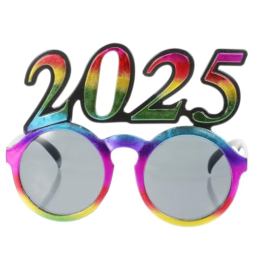 HOLIDYOYO 2025-Brille Glitzernde Weihnachtsbrille Zahl 2025 Frohes Neues Jahr Brille Weihnachtsfeiertagsbrille für Silvesterparty Abschlussfeier Zubehör von HOLIDYOYO