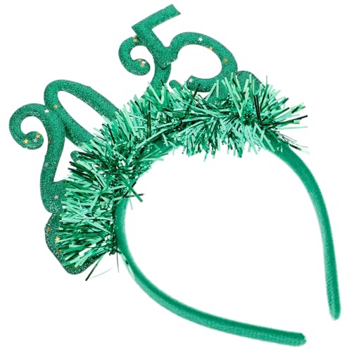 HOLIDYOYO 2025 Stirnband Mit Pailletten Neujahr Haarband Tiara Glitzer Quaste Kopfschmuck Haarschmuck Urlaub Festlich Photobooth-Requisite Für Silvester Party-Dekoration Grün von HOLIDYOYO