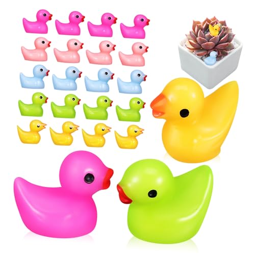 HOLIDYOYO Mini Figuren Ente Aus Harz Bunte Miniatur Enten Für Mikrogärten Puppenhäuser Und Dekoration Pink Je von HOLIDYOYO