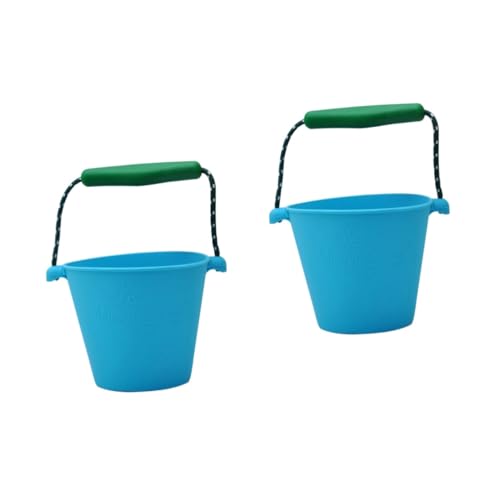 HOLIDYOYO 2St Camping Falteimer Sandwanne Strandutensilien für Kinder Sandkastenbau Outdoor-Spielzeug für Kinder wasserspielzeug für Kinder tragbarer Falteimer tragbarer Wassereimer Blue von HOLIDYOYO