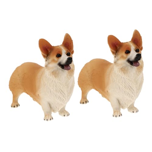 HOLIDYOYO 2St Corgi-Hundeverzierung Animal Figures Dog Toy hundspielzeug Dogs Toys Dog Statue heiser Tiere Pudel Welpe Plüsch Tischdekoration mit Hunden Corgi-Hundefigur Corgi-Figur Plastik von HOLIDYOYO