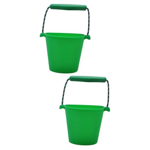 HOLIDYOYO 2St tragbarer Falteimer Sandkastenbau draussen Eimerstrand Sandspielzeug Eimer Eimer Kinder Outdoor Spielzeug Kinder draußen Spielzeug Camping Falteimer tragbarer Wassereimer Green von HOLIDYOYO