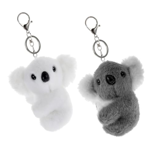 HOLIDYOYO 2st Koala-puppen-schlüsselanhänger Plüsch Zubehör Dinosaurier Auto Seersucker Koalabär Schlüsselanhänger Kawaii Niedlich Giraffe Kaninchen Tasche Kette Zinklegierung von HOLIDYOYO