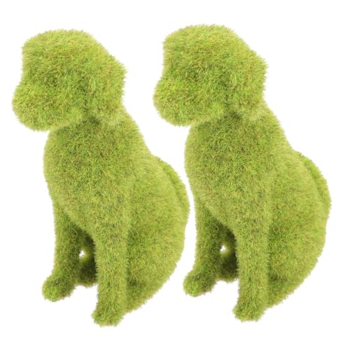 HOLIDYOYO 2st Simulierter Rasenwelpe Strömendes Tier Outdoor-Ornament Künstliches Kleintier Beflockter Hundedekor Garten Tier Landschaftstier Rasentier Garnornament Beflockung Green von HOLIDYOYO