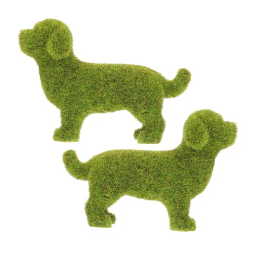 HOLIDYOYO 2st Simulierter Rasenwelpe Terrasse Rasen Dekoration Tierschmuck Beflocktes Tierornament Miniatur-terrassenverzierung Kleine Tierstatue Rasenfiguren Beflocken Beflockung Green von HOLIDYOYO