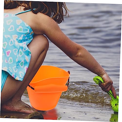 HOLIDYOYO 2st Tragbarer Wassereimer Reise Strandspielzeug Strand Spielset Zusammenklappbares Sandspielzeug Für Den Strand Eimer Eimer Strand Eimer Strandspielzeug Für Kinder 3-10 Orange von HOLIDYOYO