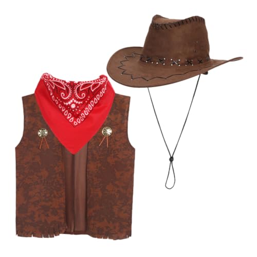 HOLIDYOYO 3st Karnevals-denim Kuhkostüm Für Kinder Cowboy-outfit Für Kleinkinder Cowboy-kostüm Für Damen Cowboyhut Für Kleinkinder Cowboykostüm Für Jungen Cowgirl-outfit Cowboy-kostüme Stoff von HOLIDYOYO