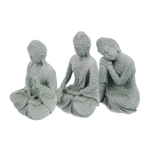 HOLIDYOYO 3st Zen-Buddha-Statue Aus Grünem Sandstein Feng-Shui-Buddha Mini-Buddha-Statue Japanisches Aquariumdekor Buddha-Statue Für Aquarium Statuen Im Zen-Garten Buddha-Statue Für Zen Grey von HOLIDYOYO