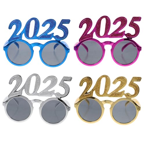 HOLIDYOYO 4 Stück 2025-Brille 2025-Silvesterbrille Glitzernde Zahlenbrille Silvesterbrille Abschlussfeier 2025 Klasse Von 2025 Party- -Requisite Zubehör Für Ausgefallene Lustige von HOLIDYOYO