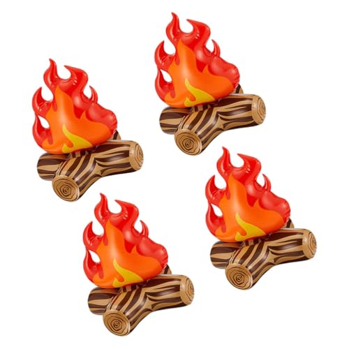 HOLIDYOYO 4 Stück Aufblasbare Gefälschte Lagerfeuer-Camping-Requisiten 3D-Lagerfeuer-Herzstück Flammenfackel Künstliche Flamme Lagerfeuer-Ballon-Requisite Für Camping-Party-Dekorationen von HOLIDYOYO