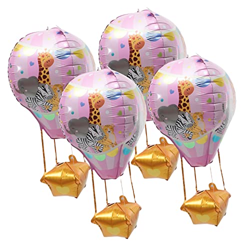 HOLIDYOYO 4 Stück Heißluftballon luftballons wand polsterung gasballon wasserballon balloons Geburtstagsballon Ballons Dekorationen Partygeschenke Partydekorationen Aluminiumfolie Rosa von HOLIDYOYO