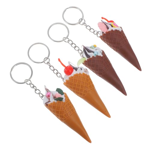 HOLIDYOYO 4 Stück Schlüsselanhänger Essensschlüsselhalter Eiscreme-Gefälligkeiten Taschenanhänger Eiscreme Anhänger Mini Eiscreme schmuck Schlüsseldekor Geldbörse hängende Verzierung PVC von HOLIDYOYO