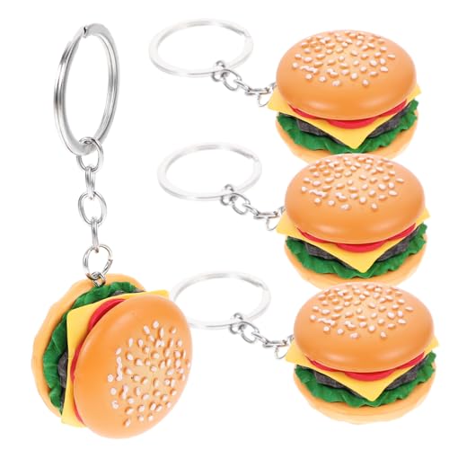 HOLIDYOYO 4 Stück Simulation Lebensmittel Anhänger Schlüsselbrett Cartoon-hamburger-anhänger Hängende Hamburger-anhänger Schlüsselbund Cooler Schlüsselanhänger Schlüsselbänder Kette Eisen von HOLIDYOYO