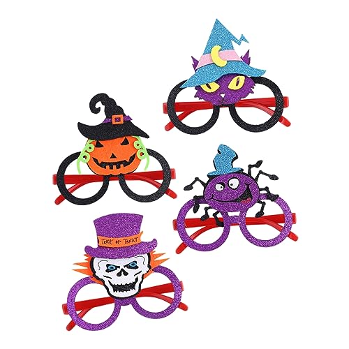 HOLIDYOYO 4 Stück Spinne Kürbis Gläser Geisterbrille Brille verkleiden Schädelbrille halloween brillen halloween schnapsgläser Cosplay-Brillen Halloween-Party-Ornament Plastik von HOLIDYOYO