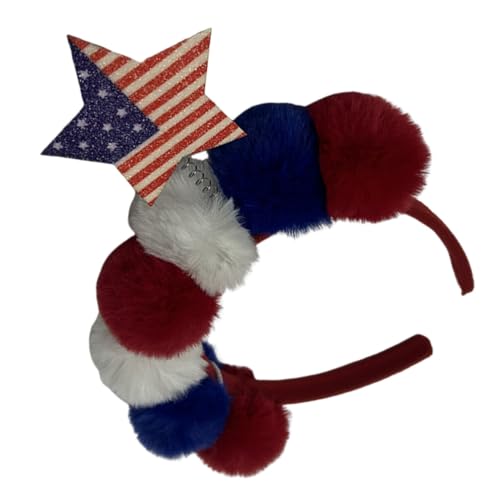 HOLIDYOYO 4. Juli Amerikanische Flagge Stirnband Rot Weiß Blau Plüsch Kopf Boppers Patriotische Amerikanische Flagge Breites Haarband Für Unabhängigkeitstag Haar-Accessoires von HOLIDYOYO