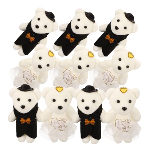 HOLIDYOYO 5 Strauß Bärenpuppe romantisches ausgestopftes Bärentier tragen Hochzeitsauto-Plüschbären kleiner Bär Stofftier Bär Puppe Stofftier Bär Schaum Weiß von HOLIDYOYO