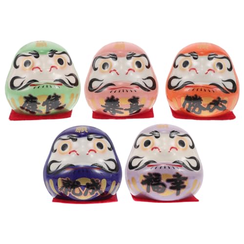 HOLIDYOYO 5 Süße Japanische Daruma-Figuren Für Heim- Und Bürodekoration Keramik-Daruma-Ornament Mini-Daruma-Figur Traditionelle Japanische Daruma-Ei Glücksdekoration von HOLIDYOYO