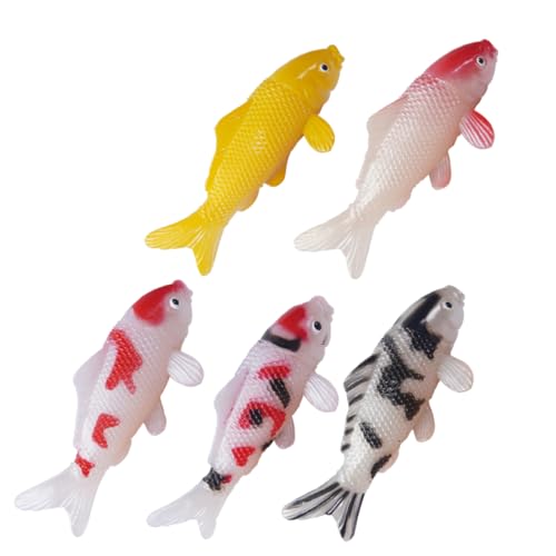 HOLIDYOYO 5St künstlicher Fisch kleine Koi-Fischfigur schwimmender Aquarienfischstatue Dekoration für Fischtank Kunstfisch Modell Miniatur-Aquarium- gefälschter PVC von HOLIDYOYO