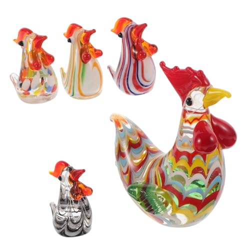 HOLIDYOYO 5st Küken-Ornament Gläserne Nutztiere Hahn Figur Hühnchen-küchendekoration Hühnerornamente Gläserne Hähne Hähnchen-sammelfigur Wohnzimmerdekor Hahn Küche Hühnerfigur Glas von HOLIDYOYO