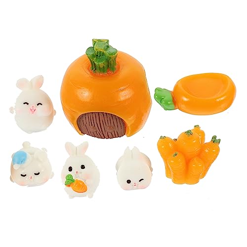 HOLIDYOYO 7 Teiliges Mini Kaninchen Set Mit Karotten üße Miniatur Kaninchen Dekoration Für Bonsai Tisch Und Kreative Bastelprojekte Ideal Als Oder Für DIY Landschaften von HOLIDYOYO