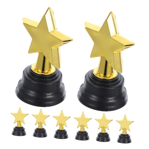 HOLIDYOYO 8pcs Trophäe Mit Fünfzackigem Stern Dekorationen Für Talentshows Kleine Trophäe Jubeltrophäe Mini -trophäe Fußball Trophäe Für - -trophäe Golden Plastik von HOLIDYOYO