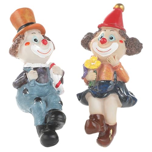 HOLIDYOYO Clown-Ornamente Für Paare Mit Zirkusthema Kunstharz Schreibtischdekor Clownfiguren Für Zuhause Dekorative Clownstatuen Wortdekor von HOLIDYOYO