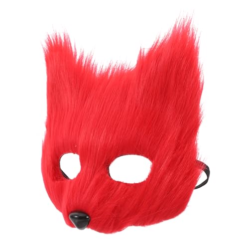 HOLIDYOYO Fuchs Maske halloween dekoration Halloween-Maske Maskierte Maske realistische maske Kostümparty Halloween-Katzenmaske Teehüte für Frauen hängende Halloween-Dekorationen Flanell rot von HOLIDYOYO