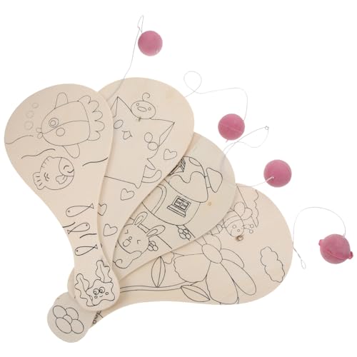 HOLIDYOYO Holz-Paddelball-Spielzeug Mit Schnur – 4 Stück Unlackierte Holz-Paddelschläger – Kinder Malen Paddel-Bastelpaddel Als Geschenk Für Geburtstagsfeiern von HOLIDYOYO