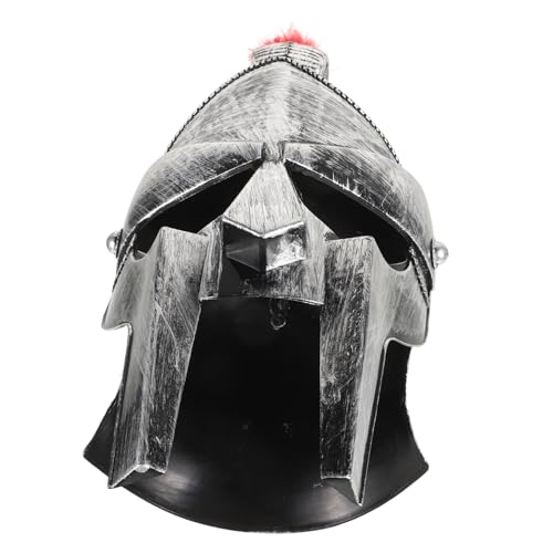 HOLIDYOYO -Hut Cosplay-Helm Rüstungshelm Soldatenhut Mittelalterliche Ritterhelm Mittelalterlicher Ritterhelm Antiker römischer spartanischer Helm Soldatenkostüm Helm Plastik Silver von HOLIDYOYO