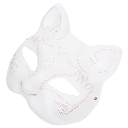 HOLIDYOYO Katzenmaske Weiße Papier-Fuchsmasken Unbemalte Tier-Halbgesichtsmasken Diy-Farbe Maskerade-Maske Kostüm-Requisite Für Halloween Karneval Cosplay Tanz Partys Gastgeschenke A von HOLIDYOYO