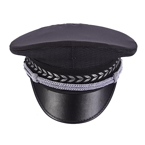 HOLIDYOYO Kopfschmuck Rollenspiel Für Polizist Verkleidet Immobilienwächter Kostüm Hut Marineblauer Hut Offizierskostüm Männer Mütze Kindermütze Performance-hut Black Baumwolle Polyester von HOLIDYOYO